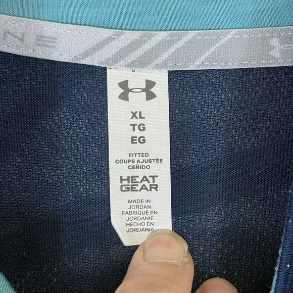 Under Armour Heat Gear Women XL Navy Blue Sheer Back Fitted Running Track Jacket - Picture 7 of 7